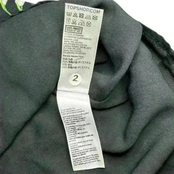 Topshop Midnight Floral Black Multicolor Shift Slip Mini Dress US Size 10​ - Picture 9 of 10